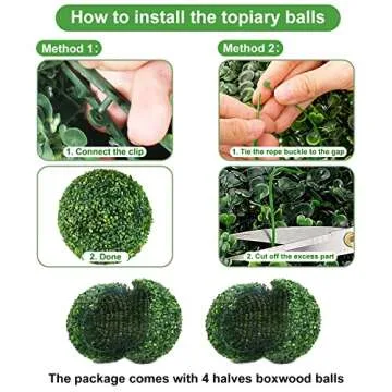 AILANDA 2 PCS 16'' Artificial Plant Topiary Ball for Outdoor, Faux Boxwood Balls Garden Spheres Decorative Balls with 8 Layers Leaves Faux Plant for Backyard, Porch, Wedding and Spring Home Décor