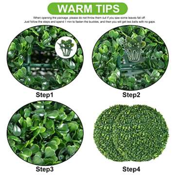 AILANDA 2 PCS 16'' Artificial Plant Topiary Ball for Outdoor, Faux Boxwood Balls Garden Spheres Decorative Balls with 8 Layers Leaves Faux Plant for Backyard, Porch, Wedding and Spring Home Décor
