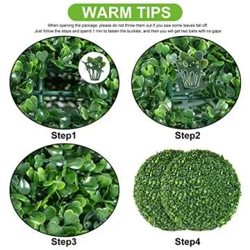 AILANDA 2 PCS 16'' Artificial Plant Topiary Ball for Outdoor, Faux Boxwood Balls Garden Spheres Decorative Balls with 8 Layers Leaves Faux Plant for Backyard, Porch, Wedding and Spring Home Décor