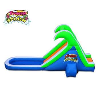 Blast Zone Tropical Splash - Inflatable Water Slide with Blower - Compact - Sets up in Seconds - Spray - Splash Area