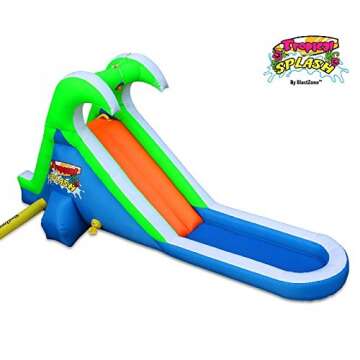 Blast Zone Tropical Splash - Inflatable Water Slide with Blower - Compact - Sets up in Seconds - Spray - Splash Area