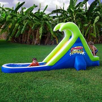 Blast Zone Tropical Splash - Inflatable Water Slide with Blower - Compact - Sets up in Seconds - Spray - Splash Area