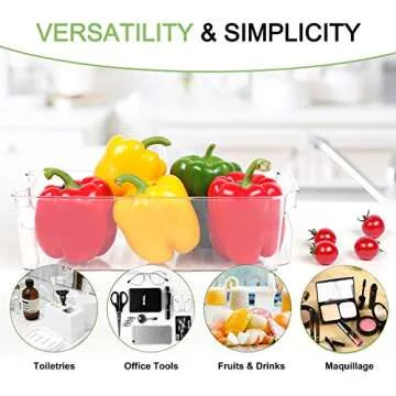 Set of 6 Stackable Refrigerator Organizer Bins-Clear Plastic Storage Bins Kitchen Fridge Organizer Bins Set with Handles for Freezer, Countertops, Cabinets, BPA Free