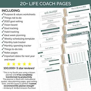 bloom daily planners 2022 (8.5" x 11") Calendar Year Day Planner (January 2022 - December 2022) - Weekly/Monthly Dated Agenda Organizer with Tabs - Green Modern Abstract