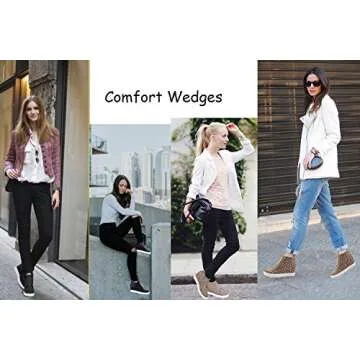 Athlefit Women's Wedge Sneakers Platform Sneakers Wedge Booties Size 6.5 Brown