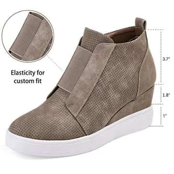 Athlefit Women's Wedge Sneakers Platform Sneakers Wedge Booties Size 6.5 Brown