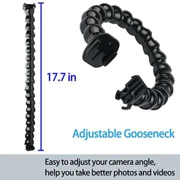 Jaws Flex Clamp Mount with Adjustable Gooseneck 19-Section Compatible with Insta360 One X3, X2, X, R, Go 2, GoPro Hero 10, Max, Fusion, DJI Osmo Action 2 Cameras Accessories