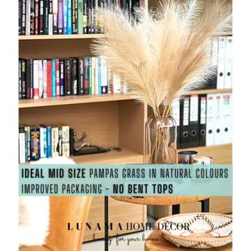 LUNAMA Artificial Faux Pampas Grass Branches-9 Pcs of 33inchTall Stems in 3 Natural Colours-Home Decor,Wedding Decor-Small Fluffy Fake Reed for Table& Floor Vase Bouquets Creamy White, Beige, Brown