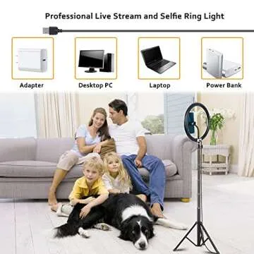 NyShine 10'' Ring Light with 51'' Extendable Selfie Tripod Stand LED Dimmable Circle Light with Desktop Mini Tripod and Phone Holder for YouTube TikTok Video Shooting/Live streaming/Makeup/Photography