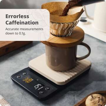 Greater Goods 0.1g Precision Coffee Scale with Timer – 3kg Digital Scale for Pour-Over, Espresso, French Press, Kitchen Use (Birch)