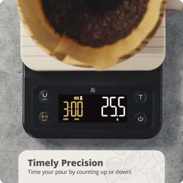 Greater Goods 0.1g Precision Coffee Scale with Timer – 3kg Digital Scale for Pour-Over, Espresso, French Press, Kitchen Use (Birch)