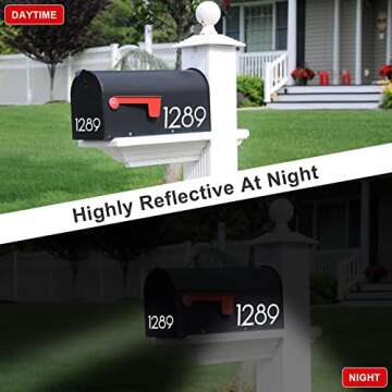 2 inch Reflective Mailbox Numbers for Outside, 5 Sets Number Stickers with Sticky Tabs for Easy Back...