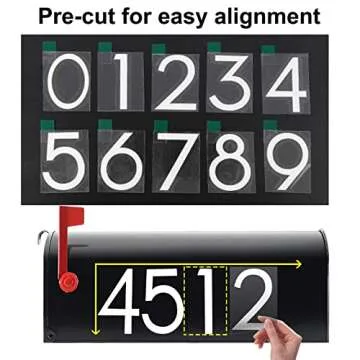 2 inch Reflective Mailbox Numbers for Outside, 5 Sets Number Stickers with Sticky Tabs for Easy Backing Peeling, Pre-cut Self Adhesive Vinyl House Numbers