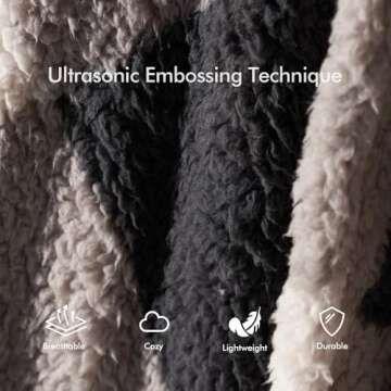 Royoliving Fuzzy Sherpa Wearable Fleece Blanket with Pockets for Adults, Ultra Soft Plush Shawl TV Throw Checkered Blankets (Plaid Black, 50'' x 60'')