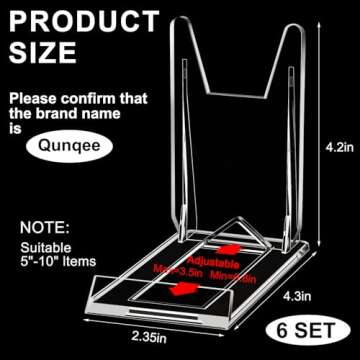 Memorywuu 6 Pack Adjustable Clear Acrylic Purse Display Stands for Handbags & Jewelry