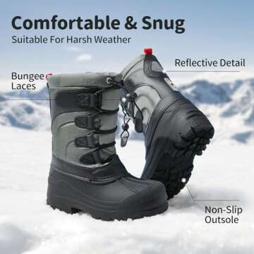DREAM PAIRS Kids Waterproof Insulated Winter Snow Boots