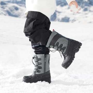 DREAM PAIRS Kids Waterproof Insulated Winter Snow Boots