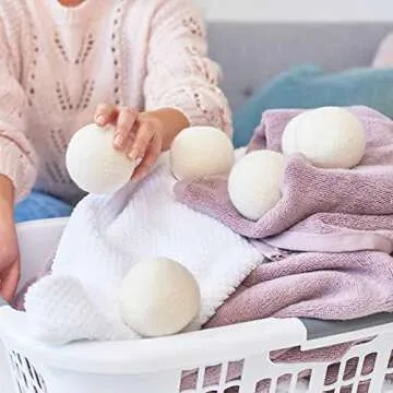 Raffaelo Wool Ball, Wool Dryer Balls XL Premium Reusable Natural Fabric Softener Pet Fur Hair Remover - Set of 6PCS (White)