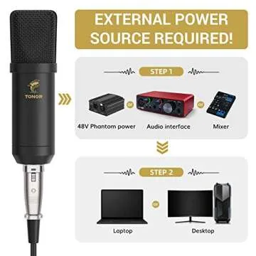 XLR Condenser Microphone, TONOR Professional Cardioid Studio Mic Kit with T20 Boom Arm, Shock Mount,...
