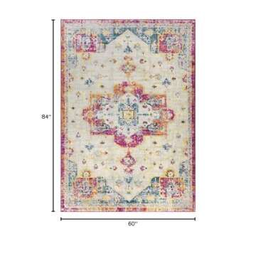 Antep Rugs Elite 5x7 Vintage Bohemian Distressed Oriental Medallion Indoor Area Rug (Pink, 5' x 7')
