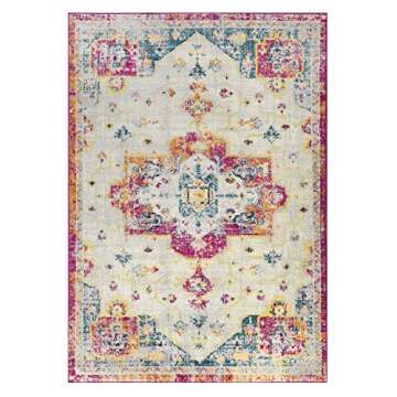 Antep Rugs Elite 5x7 Vintage Bohemian Distressed Oriental Medallion Indoor Area Rug (Pink, 5' x 7')
