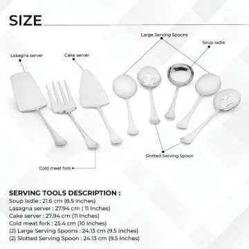Avador® Premium Set of 8 Stainless Steel Hostess Serving Unitensil Tool Set for Weddings | Buffer | Party | Kitchen | Restaurants