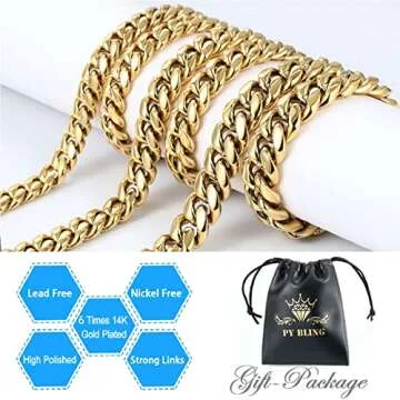 PY BLING Gold Plated Heavy Cuban Chain for Men