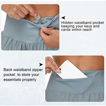 THE GYM PEOPLE Womens High Waisted Running Shorts Quick Dry Athletic Workout Shorts with Mesh Liner Zipper Pockets (Denim Blue, X-Small)