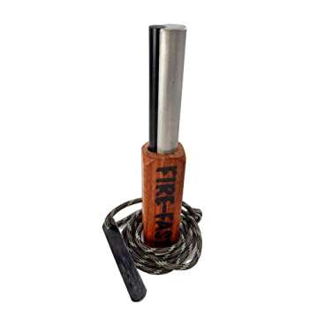 Fire Fast Kamper Lanyard. European Fire Steel Ferro Rod and Magnesium. Compact Durable Lite Weight Emergency Fire Starter for Camping, Backpacking, Hiking.