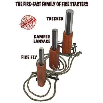 Fire Fast Kamper Lanyard. European Fire Steel Ferro Rod and Magnesium. Compact Durable Lite Weight Emergency Fire Starter for Camping, Backpacking, Hiking.