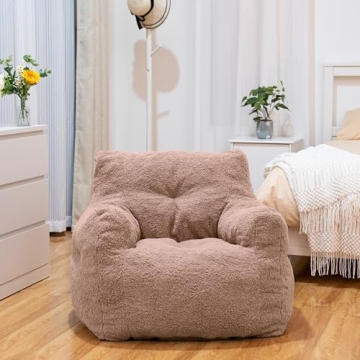DKLGG Sherpa Bean Bag Chair, Bean Bag Chairs with Tufted Soft Stuffed with Filler, Fluffy Sherpa and...