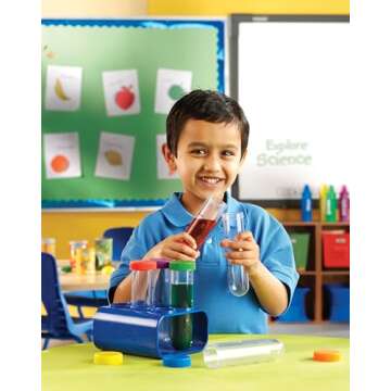 Learning Resources Primary Science Jumbo Test Tubes with Stand, Set of 6 Tubes, Ages 3+, Multi-color (LER2788)