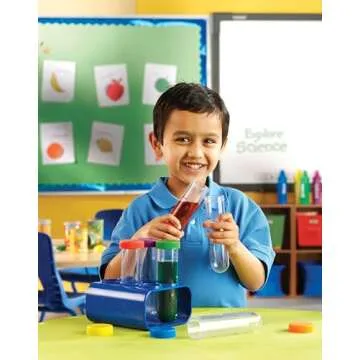 Learning Resources Primary Science Jumbo Test Tubes with Stand, Set of 6 Tubes, Ages 3+, Multi-color (LER2788)