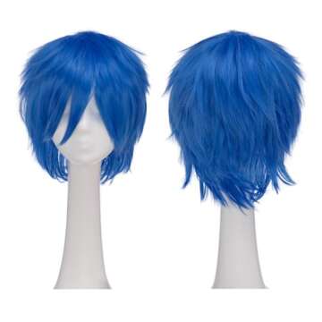 S-noilite Women Mens Male Short Fluffy Straight Hair Wigs Anime Cosplay Party Costume Dress Syntheti...
