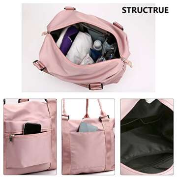 Pink Duffle Tote Bag for Women Travel Bag with Trolley Sleeve