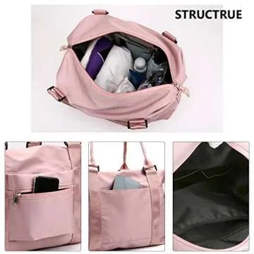 Pink Duffle Tote Bag for Women Travel Bag with Trolley Sleeve