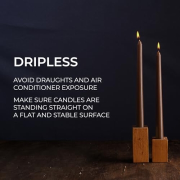 CANDWAX 10 inch Taper Candles Set of 12 - Dripless & Unscented