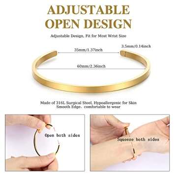MILACOLATO 2 Pcs Gold Thin Cuff Bracelet for Him and Her 18K Gold Plated Twisted Couple Bracelets Si...