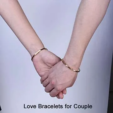 MILACOLATO 2 Pcs Gold Thin Cuff Bracelet for Him and Her 18K Gold Plated Twisted Couple Bracelets Simple Delicate Adjustable Cuff Bangle Bracelet for Women Men Couple Valentine's Day Mothers Day Gifts