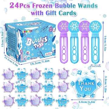 Winrayk Frozen Bubble Wands for Kids Party Favors, 24 Large Snowflake Bubbles Bulk with Gift Card, C...