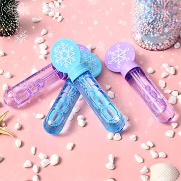Winrayk Frozen Bubble Wands for Kids Party Favors, 24 Large Snowflake Bubbles Bulk with Gift Card, Christmas Pinata Filler Goodie Bag Stuffer Classroom Prize Winter Elsa Toys Boys Girls Birthday Gifts