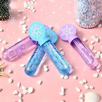 Winrayk Frozen Bubble Wands for Kids Party Favors, 24 Large Snowflake Bubbles Bulk with Gift Card, Christmas Pinata Filler Goodie Bag Stuffer Classroom Prize Winter Elsa Toys Boys Girls Birthday Gifts