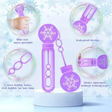Winrayk Frozen Bubble Wands for Kids Party Favors, 24 Large Snowflake Bubbles Bulk with Gift Card, Christmas Pinata Filler Goodie Bag Stuffer Classroom Prize Winter Elsa Toys Boys Girls Birthday Gifts