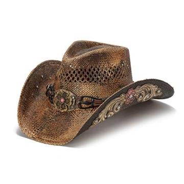 Stampede Hats Women's Glory Rider Flowers and Rhinestone Western Hat S Brown