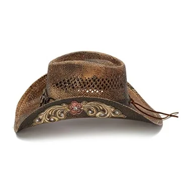 Stylish Women’s Glory Rider Western Hat with Flowers & Rhinestones
