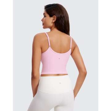 CRZ YOGA Butterluxe Women's Sweetheart Longline Sports Bra - Adjustable Thin Strap Workout Tank Tops...
