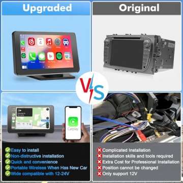 Hieha 7" Wireless CarPlay & Android Auto, Car Stereo with Mirror Link/AUX/FM, Bluetooth 5.0, Black