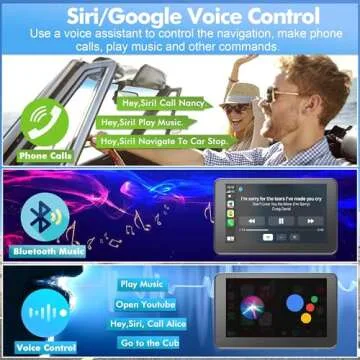 Hieha 7" Wireless CarPlay & Android Auto, Car Stereo with Mirror Link/AUX/FM, Bluetooth 5.0, Black