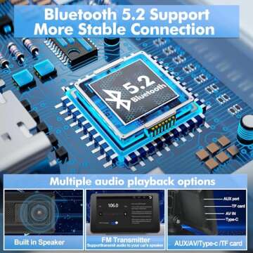 Hieha 7" Wireless CarPlay & Android Auto, Car Stereo with Mirror Link/AUX/FM, Bluetooth 5.0, Black