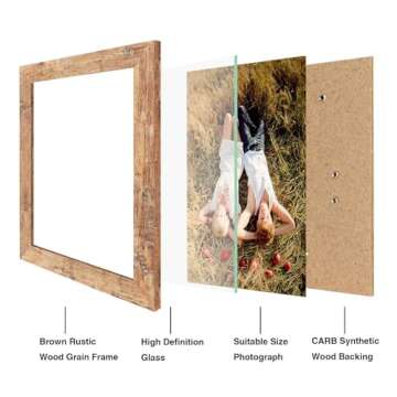 iRahmen 8x10 Picture Frame Set - Rustic Brown Real Glass